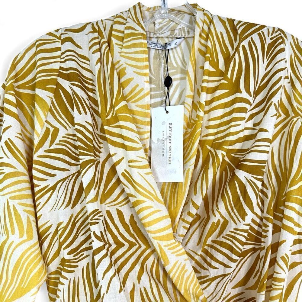 NEW Summum Woman Amsterdam Wrap Cotton Blouse Top EUR 40/ US 8 Palm Leaves Print - Picture 3 of 14